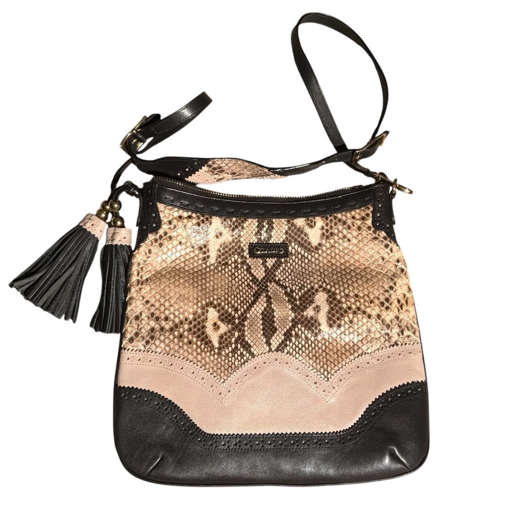 Cuadra handcrafted leather and python skin cross body purse. Excellent condition